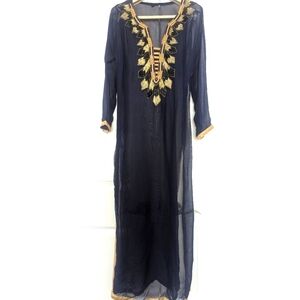 Women's Navy & Gold Sheer Kurta With Gold Embellishments - size XS New